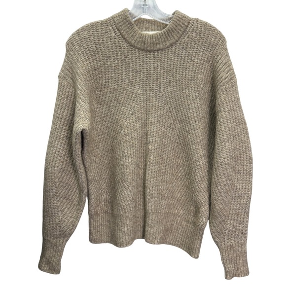 Wilfred Aritzia Holly Sweater 2XS Merino Wool Yak Blend Tan Crewneck Oversized - Picture 2 of 7